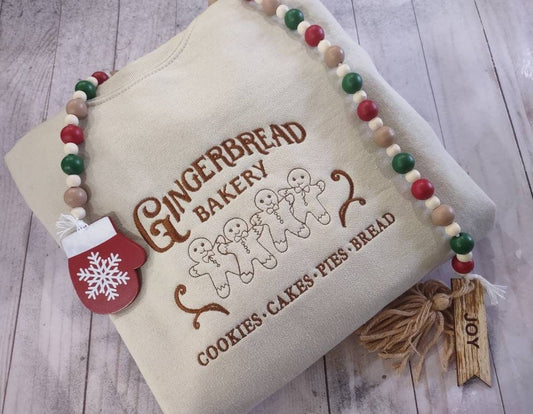 Christmas Gingerbread Bakery Embroidered Sweatshirt